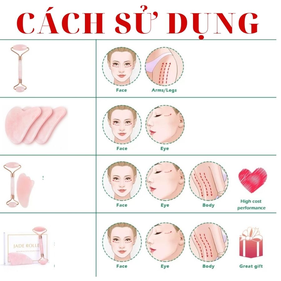 Bộ Cây Lăn Massage Đá Tự Nhiên Cao Cấp Full Box - Tặng kèm Cặp đá nóng giảm thâm quầng mắt