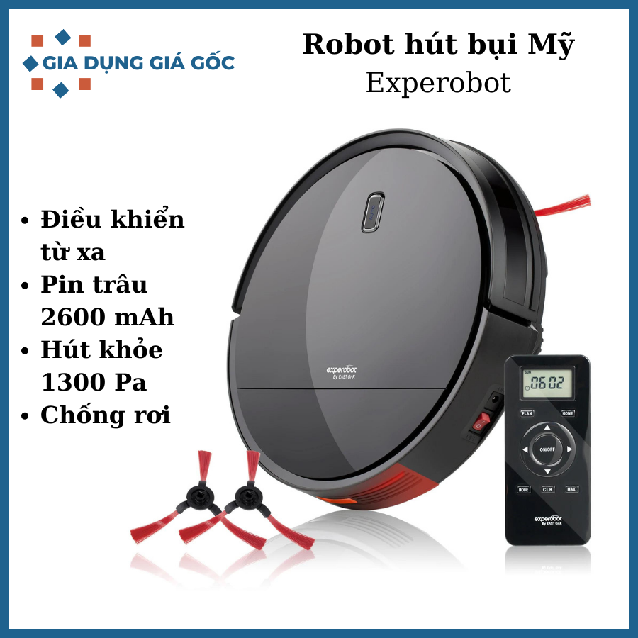 Robot hút bụi EXPEROBOT C200 - Lực hút khỏe, pin khỏe 2600 mAh - Hàng chính hãng Mỹ