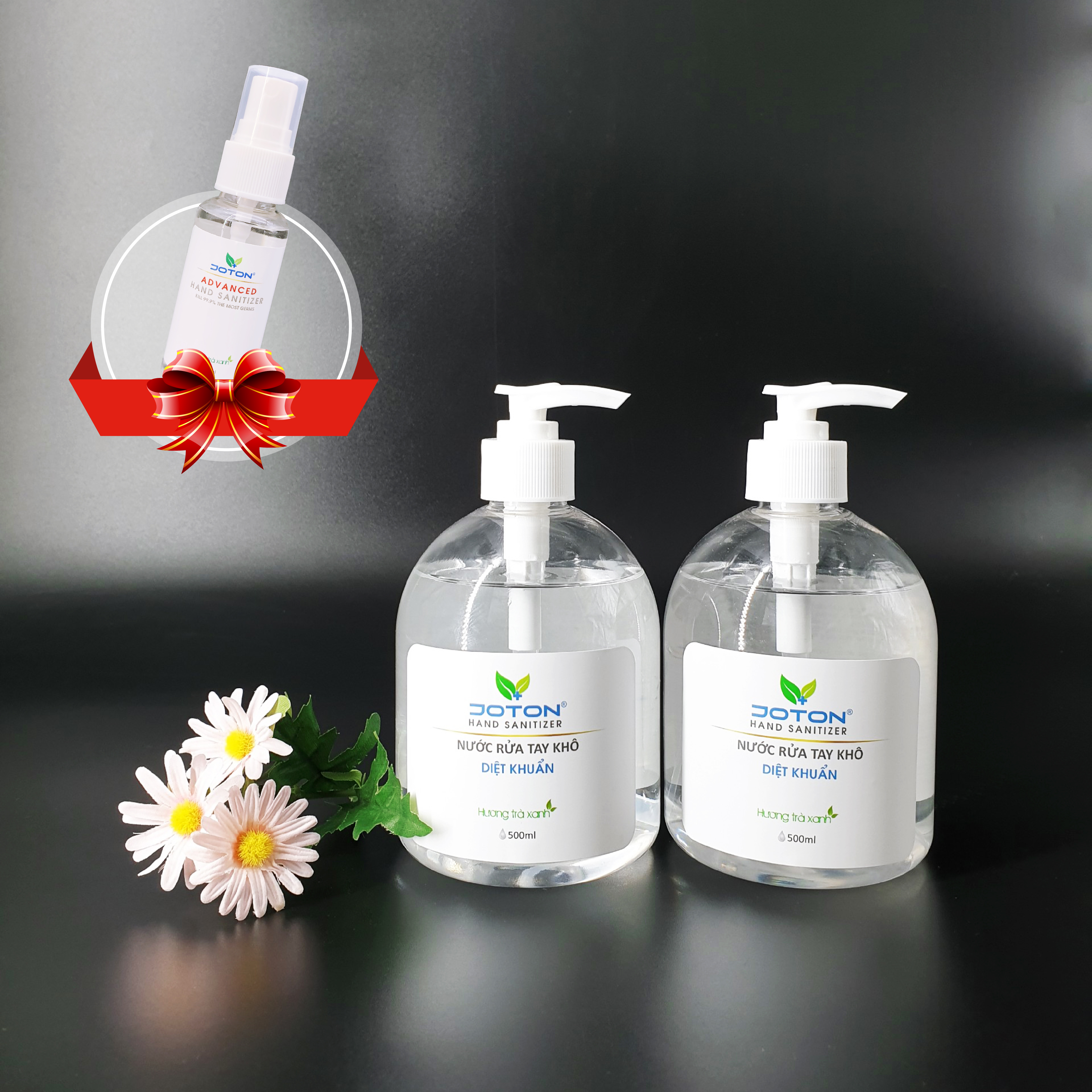 Combo nước rửa tay khô diệt 99.99% vi khuẩn - Joton hand sanitizer 500ml - Hương trà xanh diệt khuẩn Tặng 01 chai Nước rửa tay khô 30ml