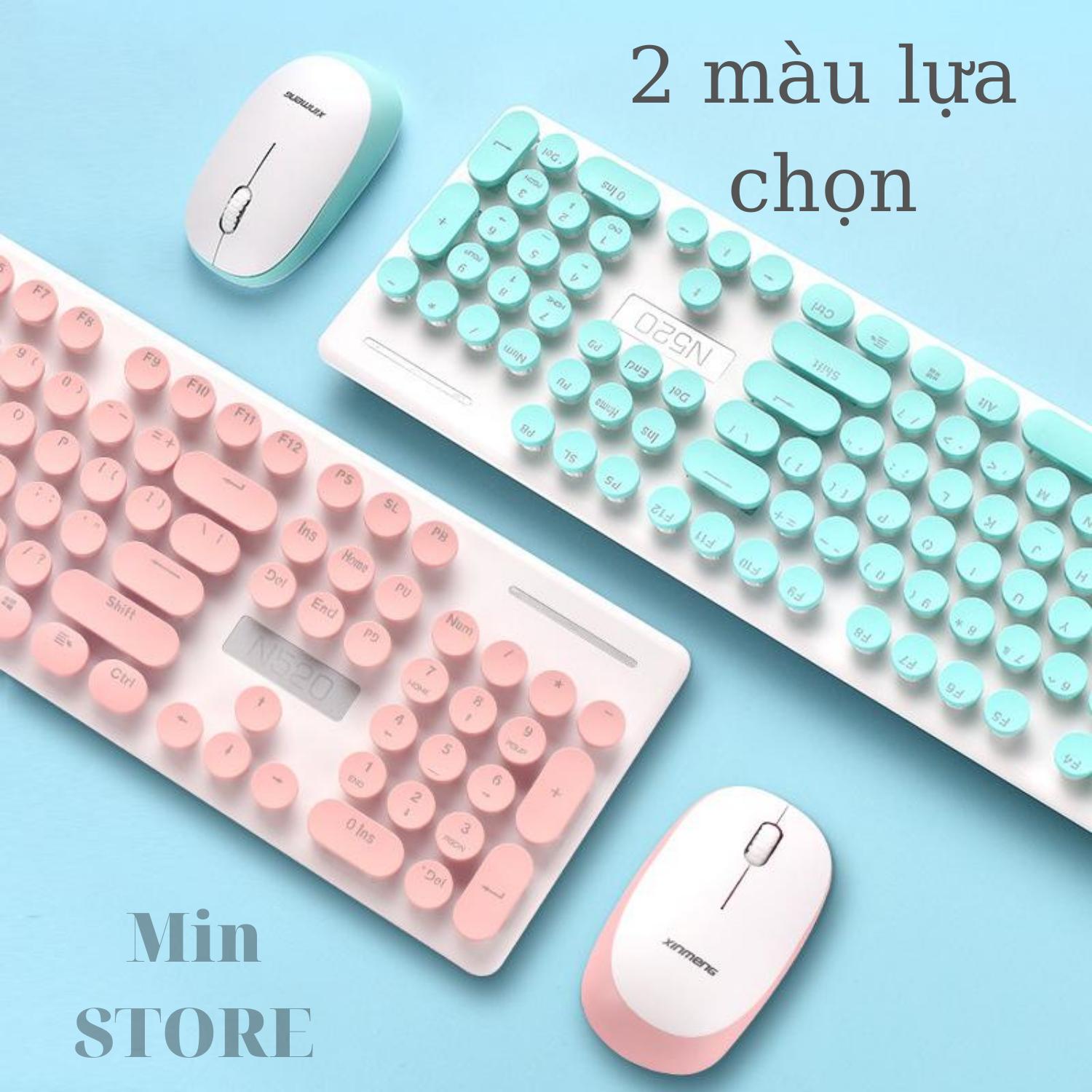 Combo Chuột và Bàn Phím Không Dây Siêu Đẹp N520 Mẫu Cao Cấp Màu Cực Đẹp, Phím Siêu Êm