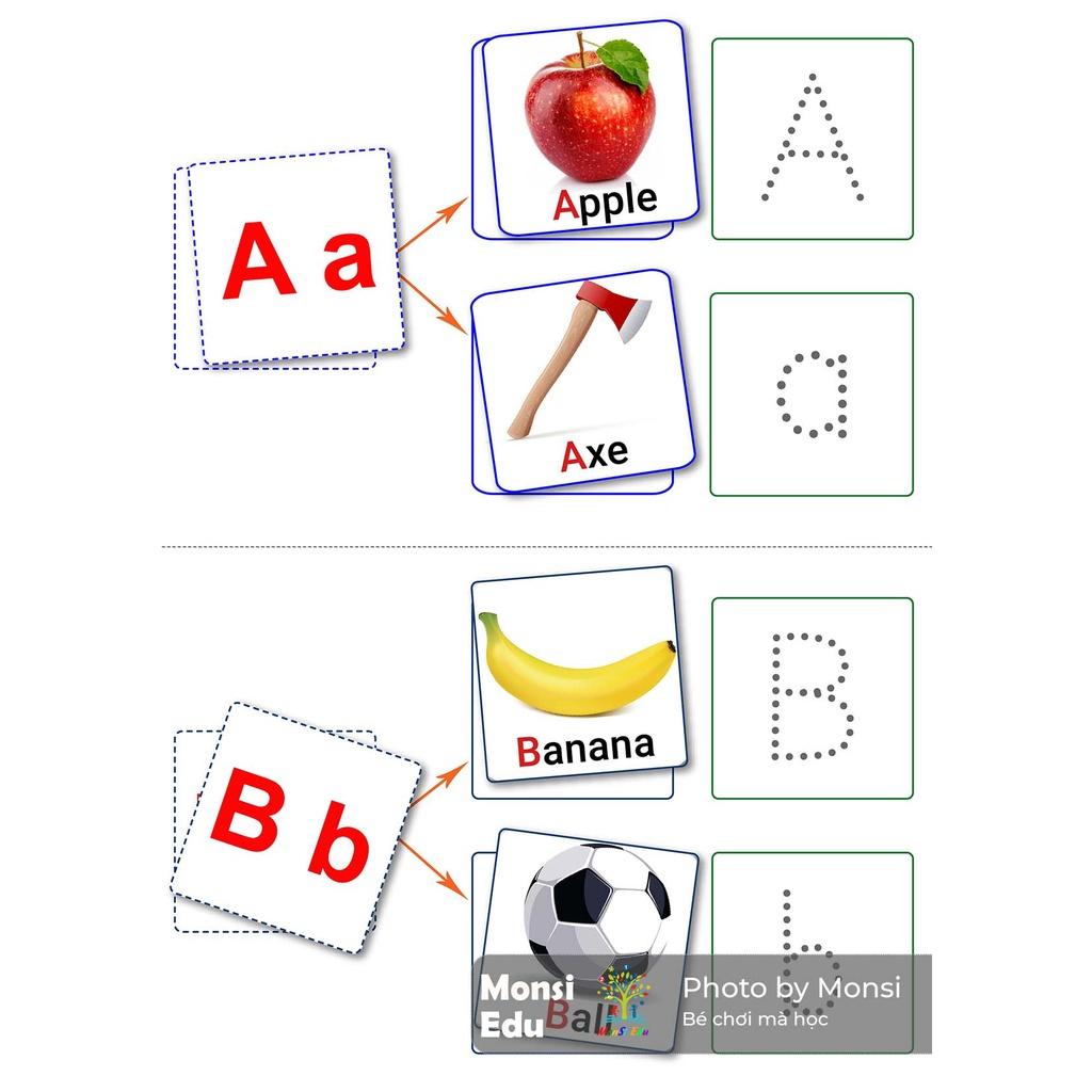 26 Chữ Cái Alphabet Và Từ Vựng F32 - Học liệu dính dán montessori - Matching Book