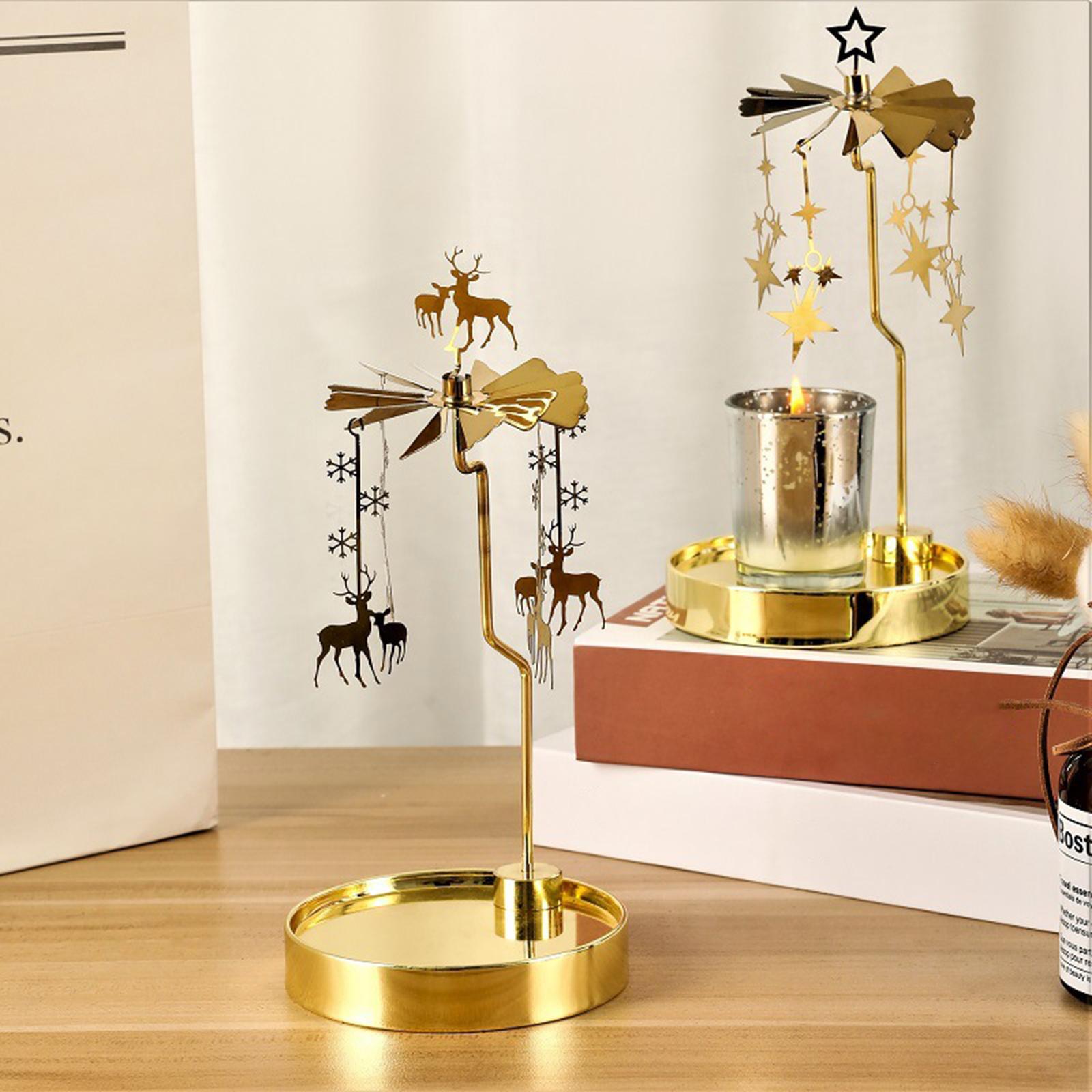 2 Pieces Rotating Candle Holder Tray Plate Candlestick Christmas Home Decor