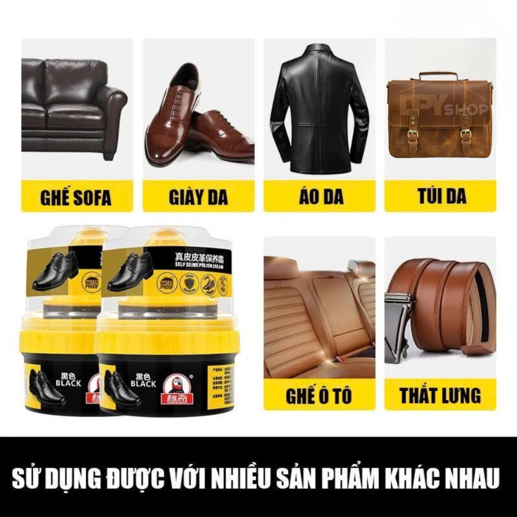 Xi Đánh Bóng Giày Da Làm Bóng Nhanh Đồ Da, Xi Kem Dưỡng Da Có Đầu Mút Hỗ Trợ MÀU ĐEN