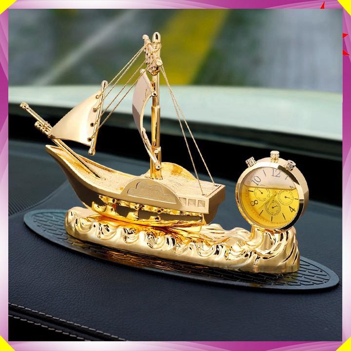 Mô hình thuyền buồm - thuận buồm xuôi gió - tích hợp đồng hồ và nước hoa cao cấp trang trí trên xe hơi, bàn làm việc