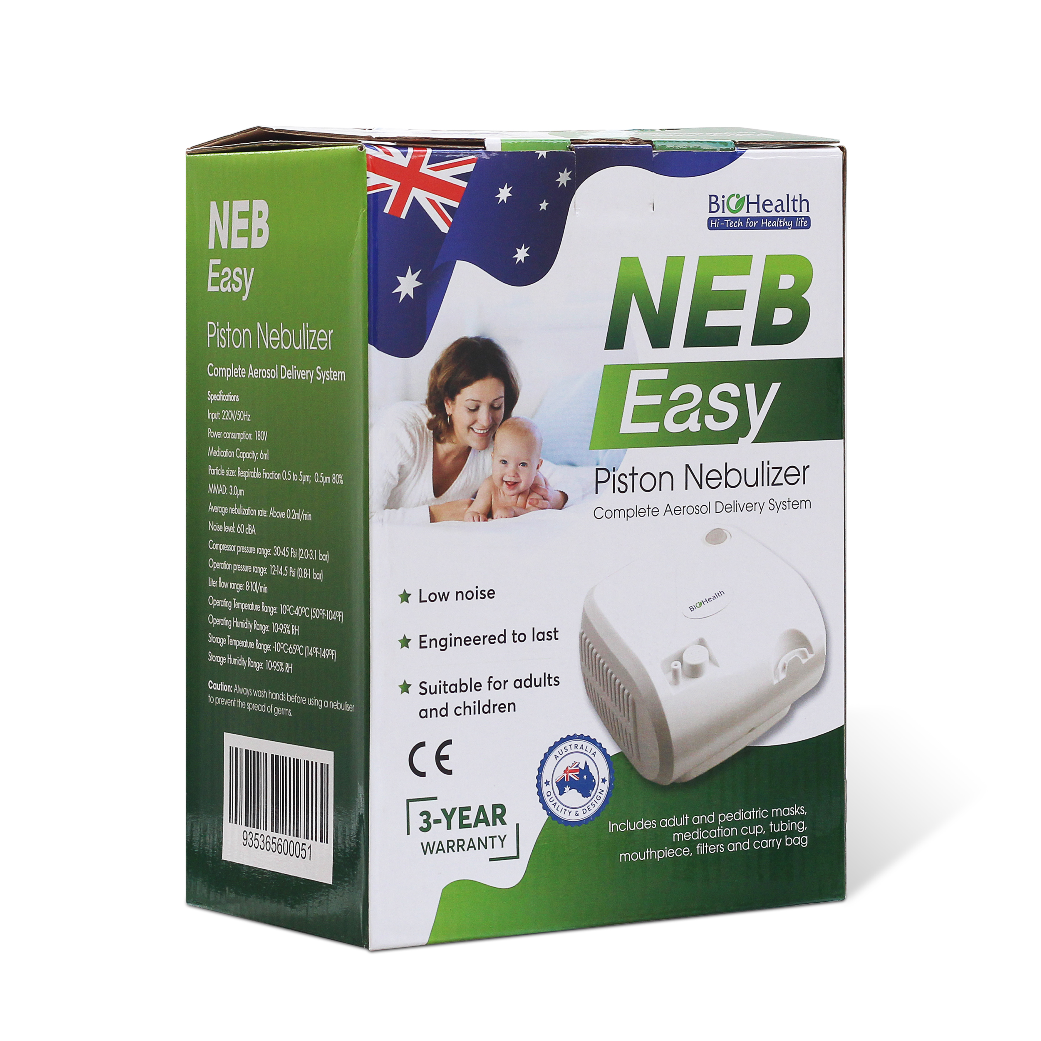 MÁY XÔNG KHÍ DUNG - XÔNG MŨI HỌNG Biohealth NEB EASY -thương hiệu Úc