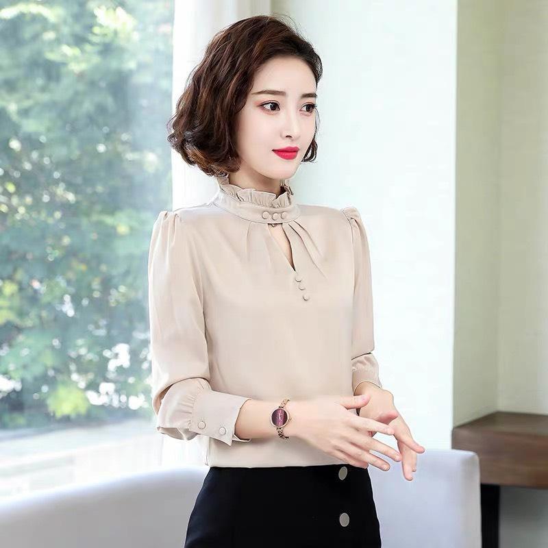 ÁO KIỂU TAY DÀI CÓ CỔ THANH LỊCH, SANG TRỌNG CHO PHÁI NỮ SC