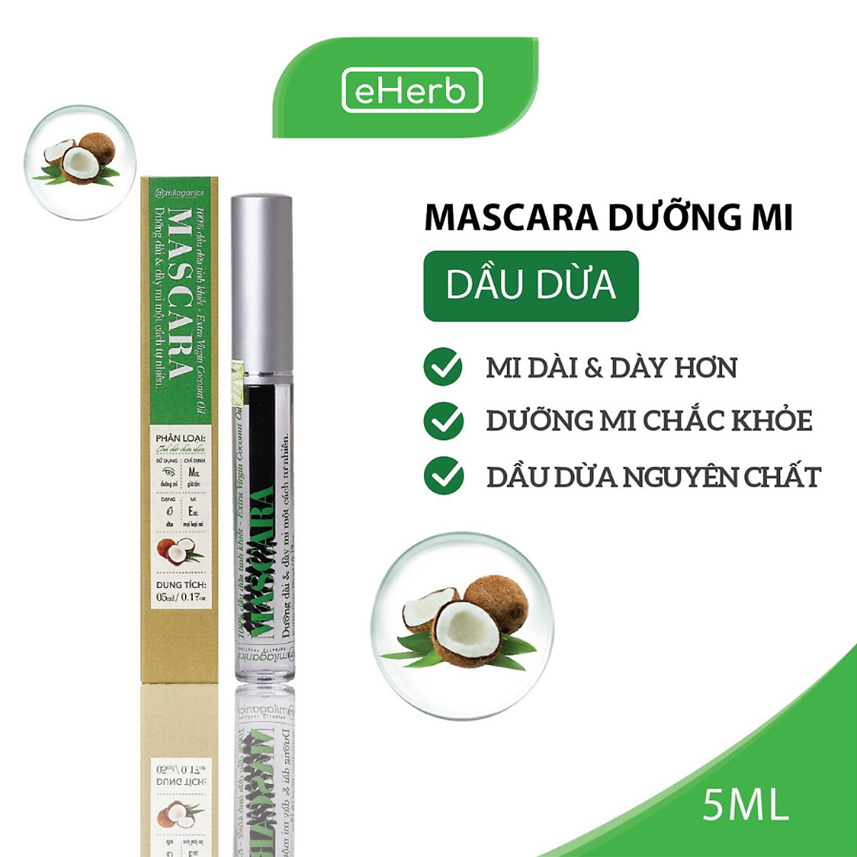 Combo Son Gấc Thiên Nhiên Dưỡng Môi, Giảm Thâm Milaganics (4.5g) + Mascara Dầu Dừa Dưỡng Mi Milaganics