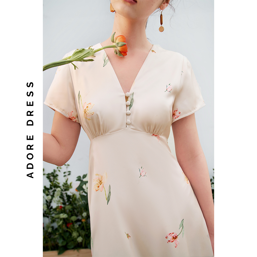 Đầm midi dresses lụa vani hoa nhỡ 311DR2018 ADORE DRESS