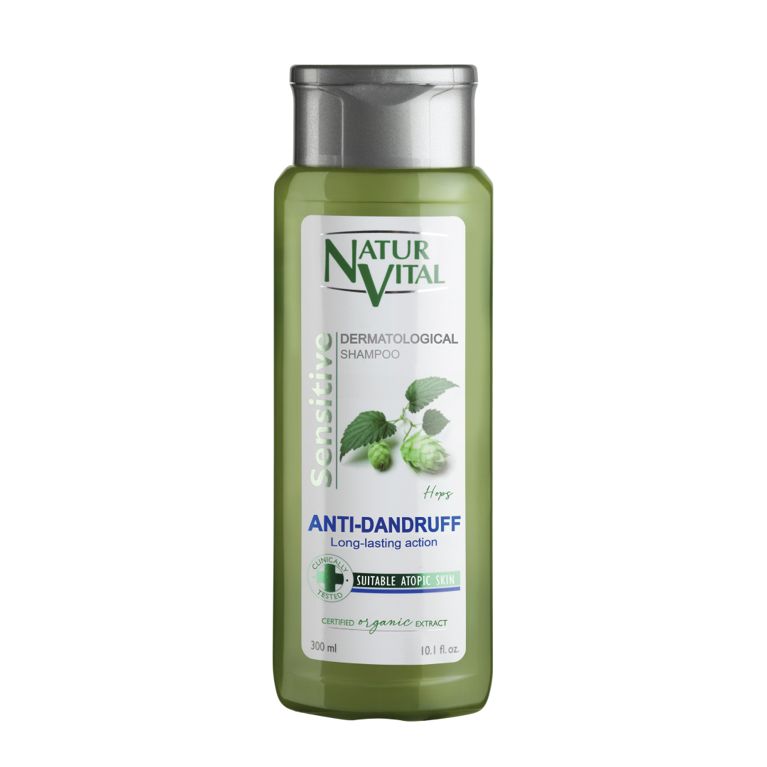 Dầu Gội Ngăn Ngừa Gàu NaturVital Sensitive Anti-Dandruff Chiết Xuất Hoa Bia, Quả Thì Là & Cỏ Xạ Hương Dịu Nhẹ Da Đầu, Giúp Tăng Đề Kháng Chân Tóc