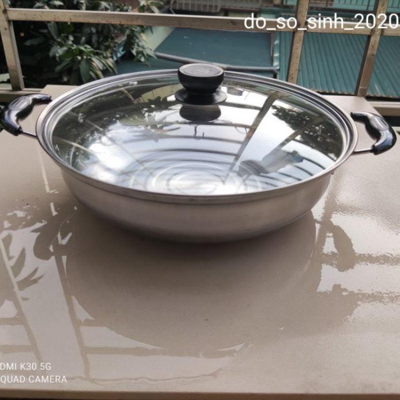 Nồi Lẩu inox 28cm NẮP KÍNH dùng cho mọi loại bếp