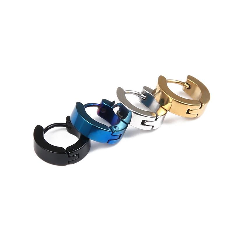 Khuyên Tai Nam Nữ Tròn Trơn phong cách Xỏ Lỗ Nhiều Màu Lựa Chọn 1 chiếc - Bạc
