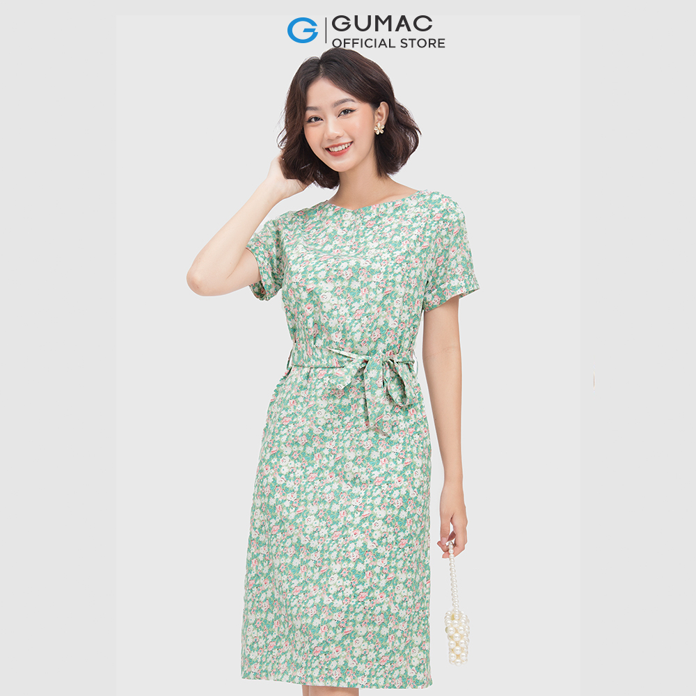 Đầm nữ GUMAC DC04052 form suông buộc dây dễ thương