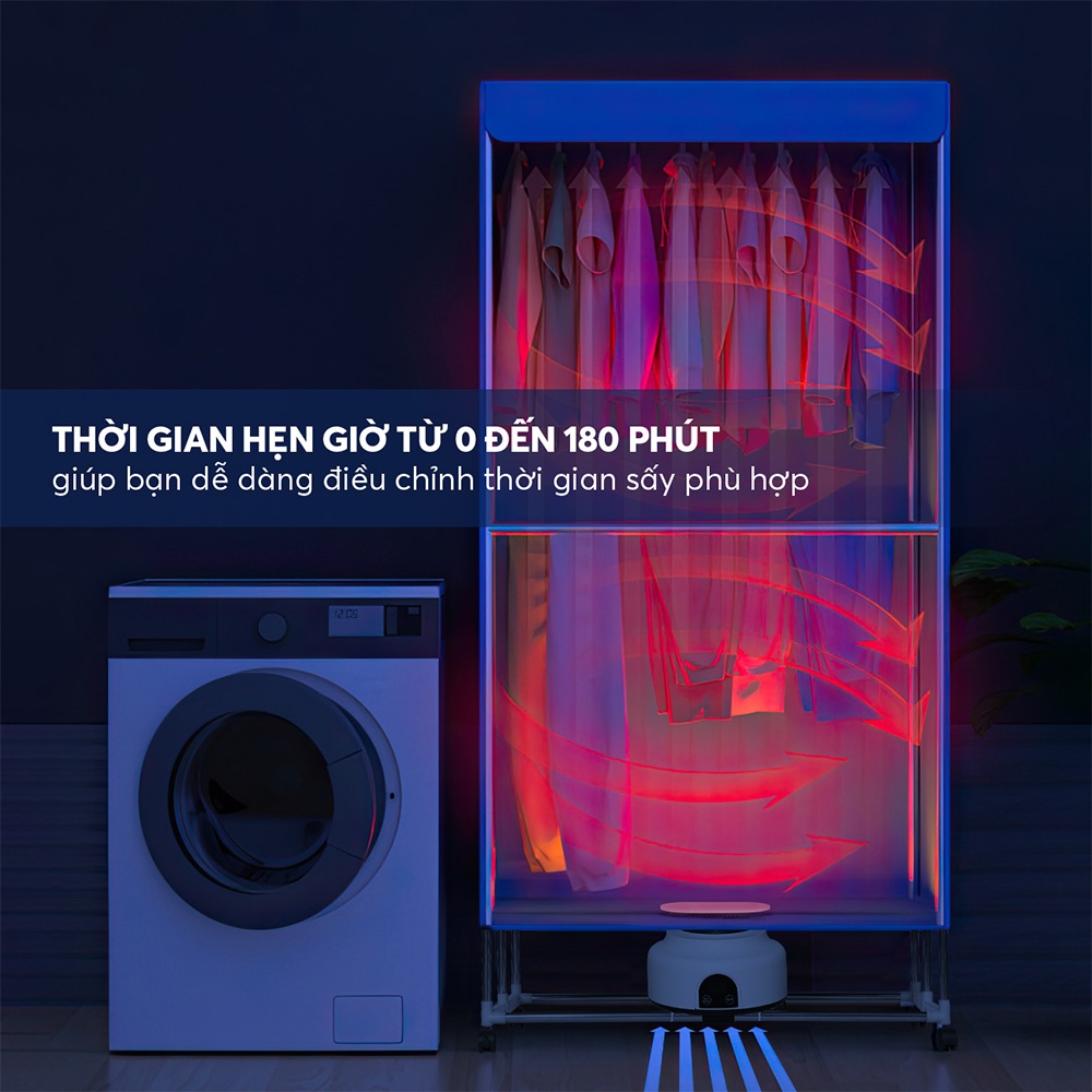Tủ sấy quần áo Elmich CDE-8641 công suất 1800W có điều khiển, tải trọng 30kg, hẹn giờ sấy 0-180 phút - Hàng chính hãng