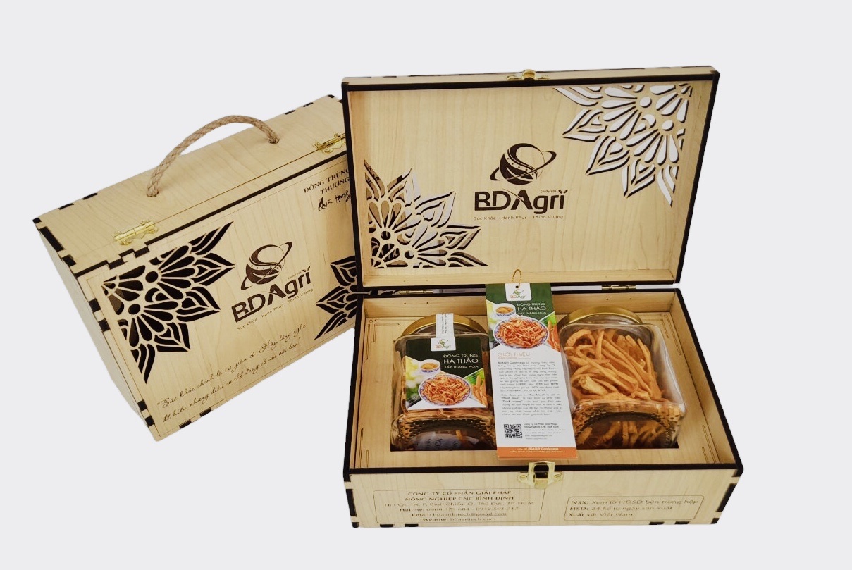[HỘP QUÀ TẶNG GỖ CAO CẤP] ĐÔNG TRÙNG HẠ THẢO BDAGRI SẤY THĂNG HOA LOẠI 2 HỘP ĐÔNG TRÙNG THƯỢNG HẠNG