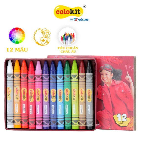 Sáp màu cho bé 12 Màu Colokit CR-C016 (Không độc hại)