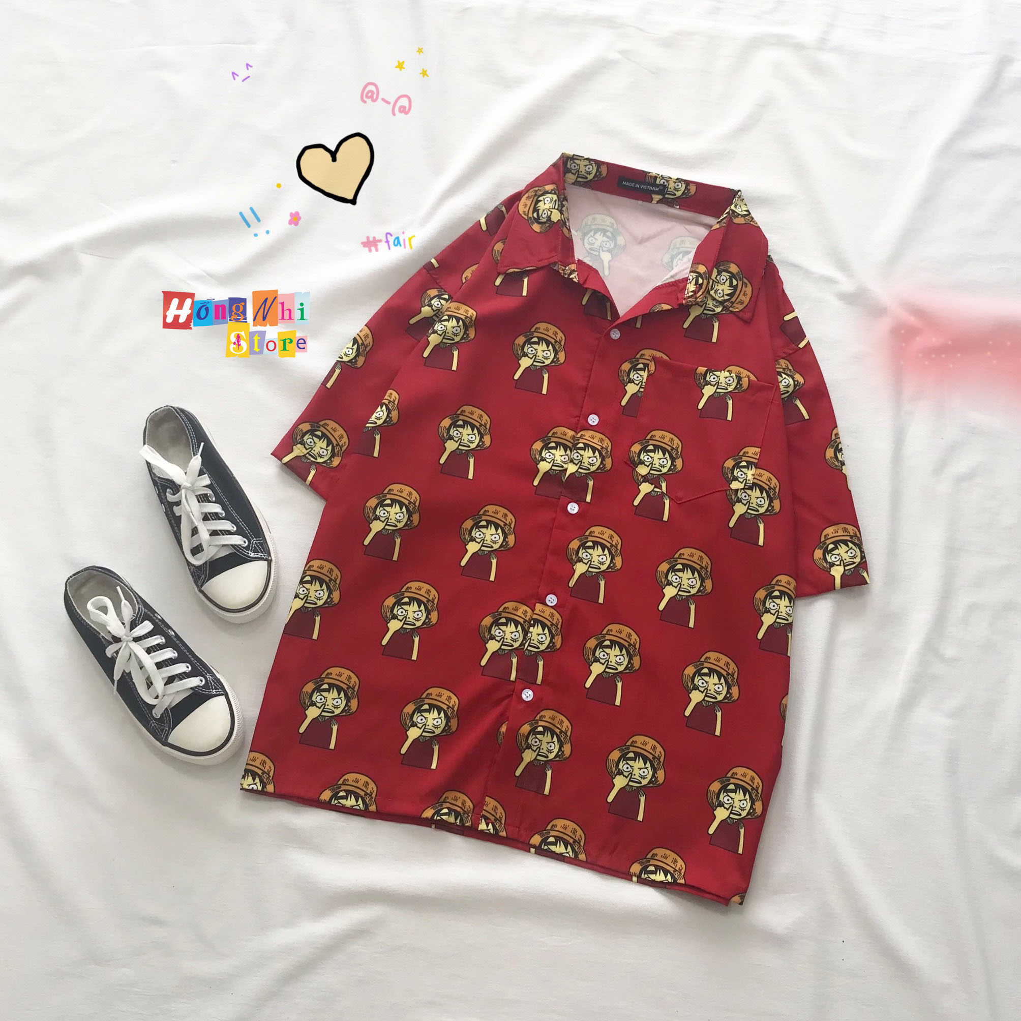 Áo Sơ Mi Hoạ Tiết Tay Lỡ Dáng Rộng, Sơ Mi Tay Lửng Unisex - MM