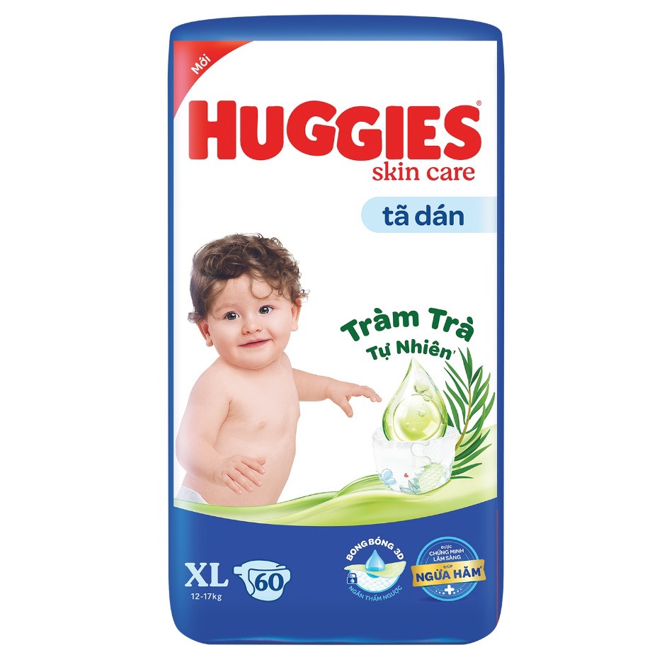 Tã Dán Huggies Dry Gói Cực Đại XL62  - Bao Bì Mới