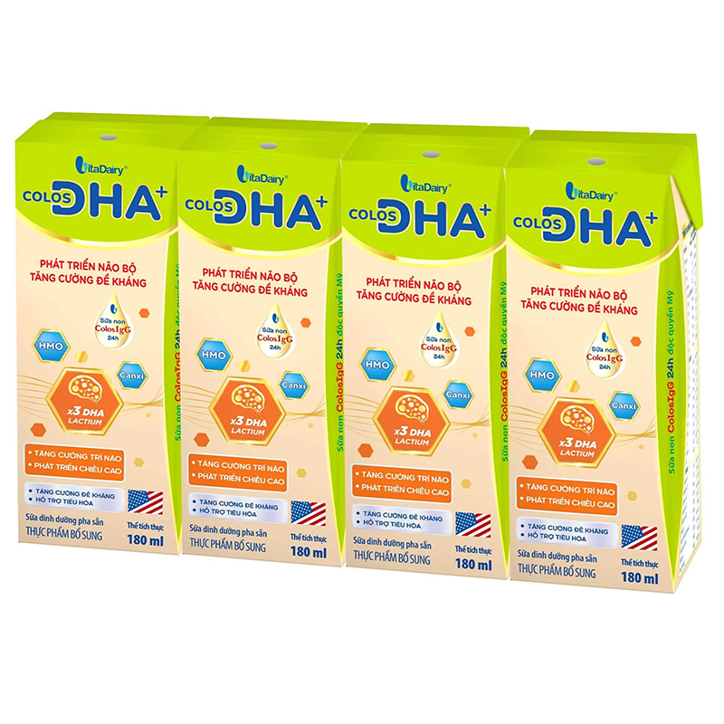 Thùng Sữa Uống Dinh Dưỡng Colos DHA+ 180ml (48 hộp) - Phát triển não bộ, Tăng cường đề kháng