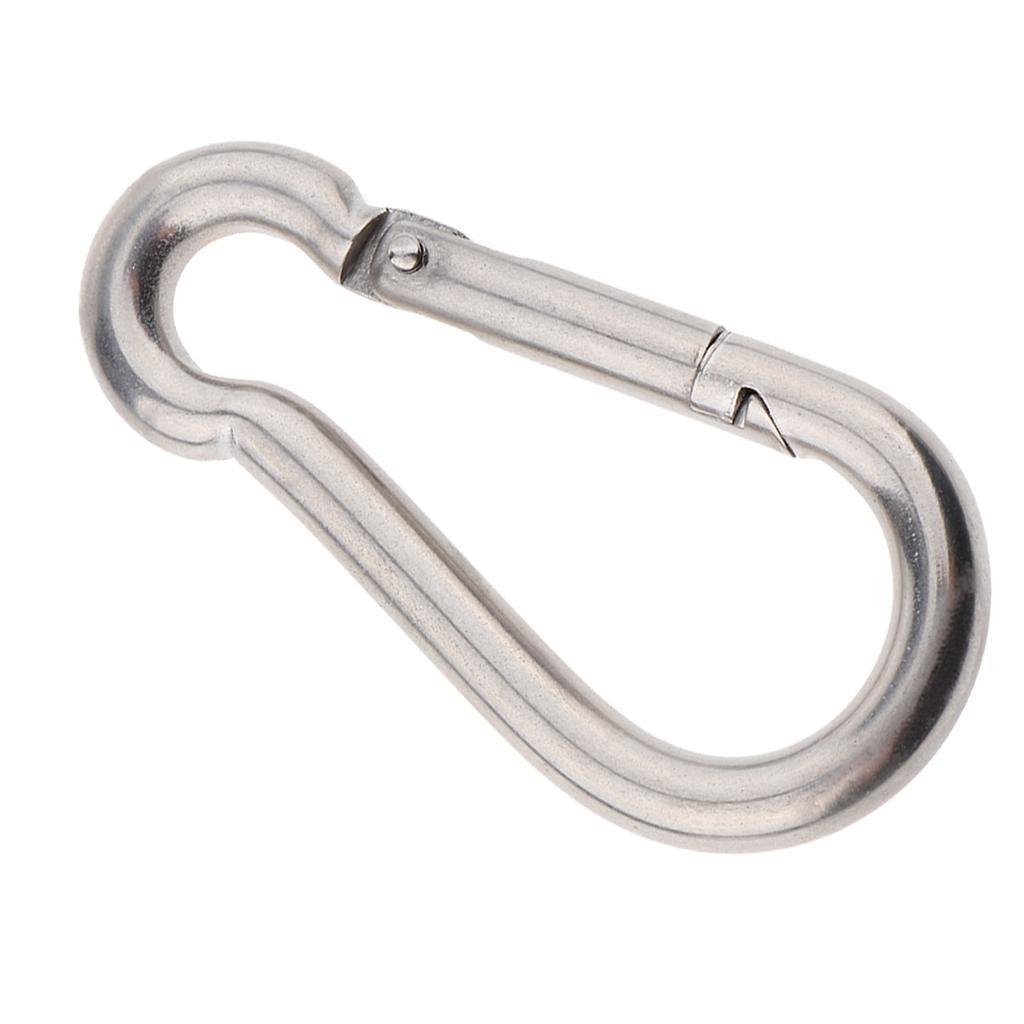 2xHeavy Duty 316 Stainless Steel Spring Snap Hook Carabiner Keychain Clip M8