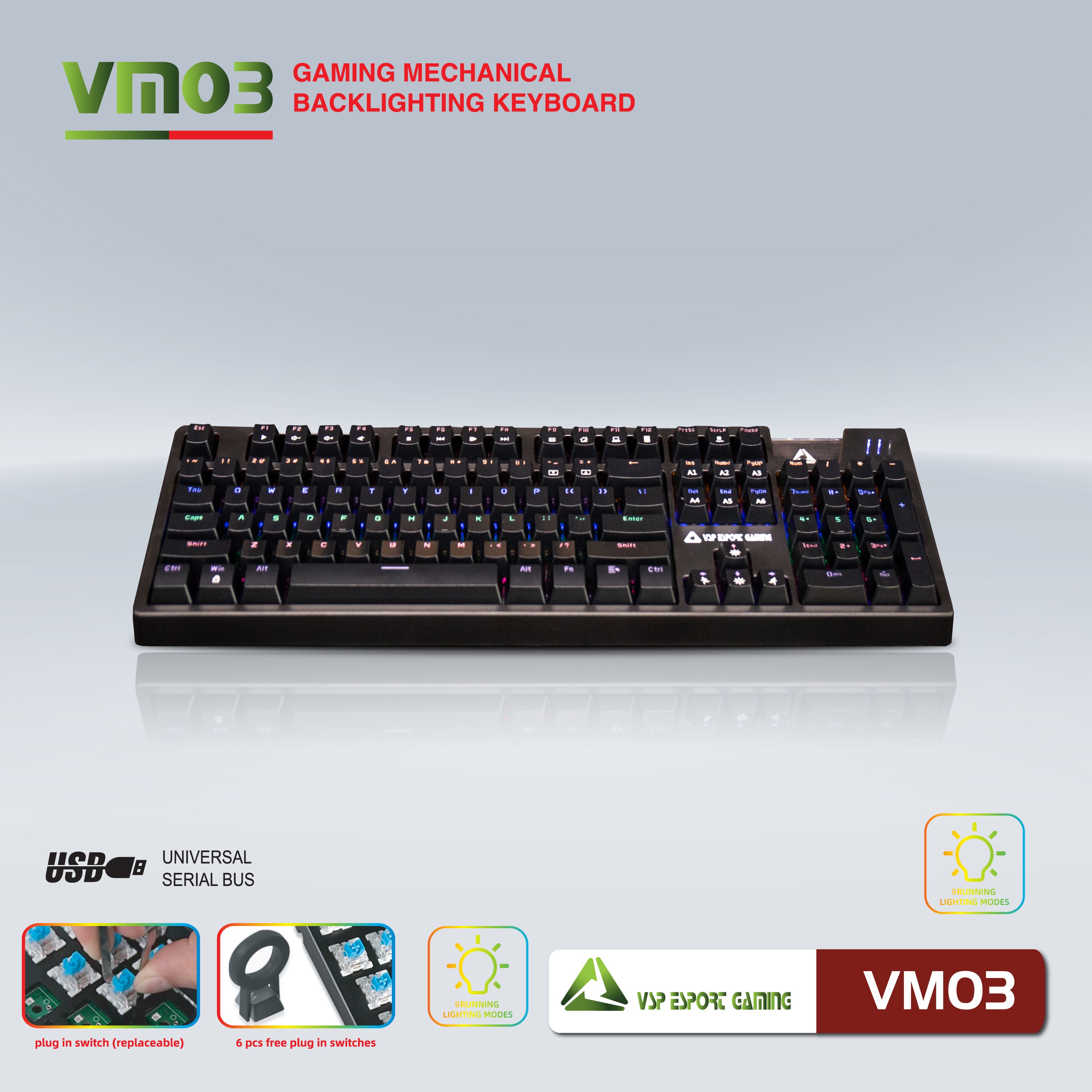 Bàn phím VSP eSport Gaming VM03 - JL - Hàng chính hãng