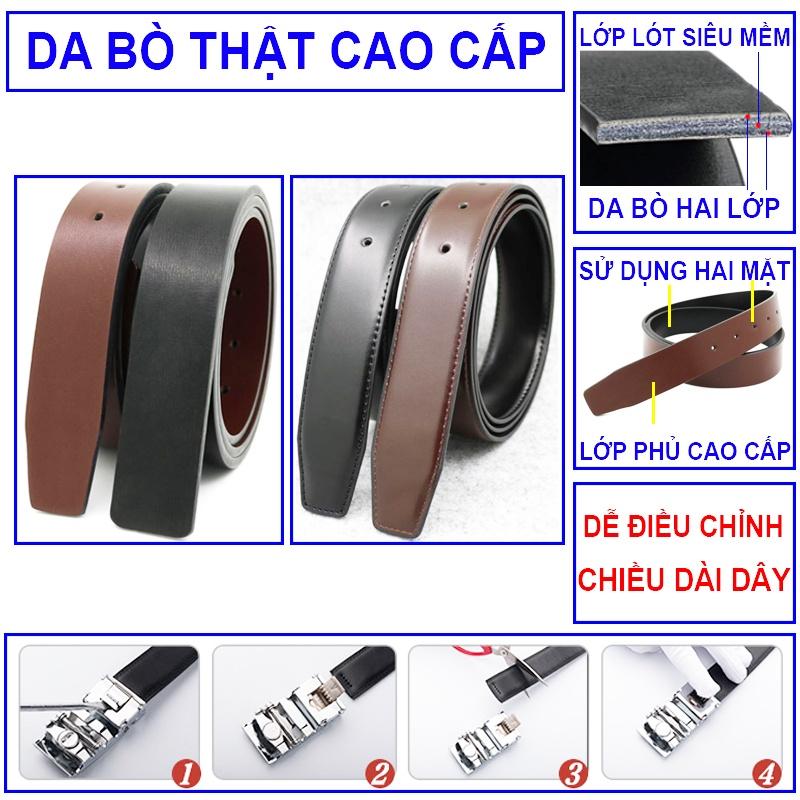 Thắt lưng nam Da bò cao cấp Vicenzo, dây thắt lưng nam da bò - Cam kết 1 đổi 1