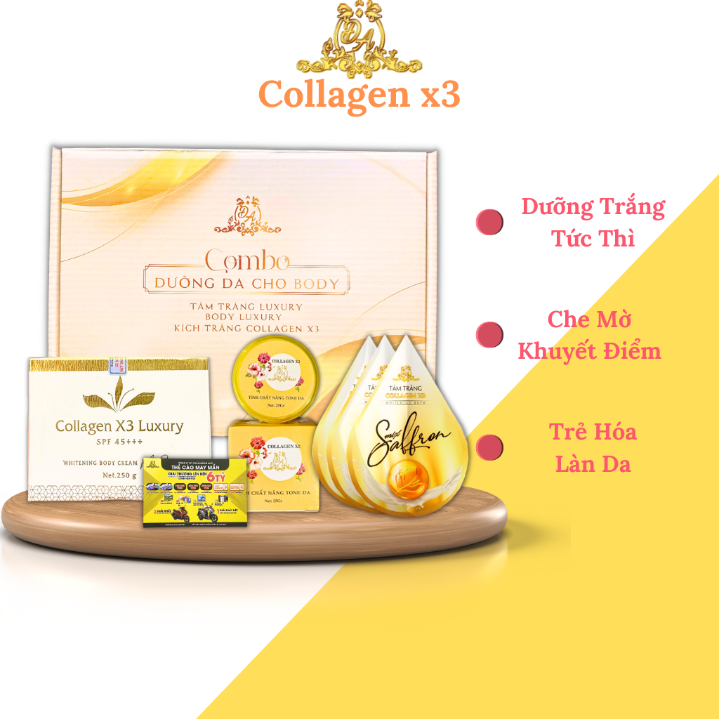 Combo Kem Body + Kem Kích Trắng + Tắm Trắng Collagen X3 Kem Dưỡng Ẩm Dưỡng Trắng Da Toàn Thân Đông Anh Chính Hãng