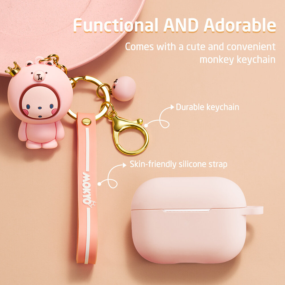 Ốp AirPods Pro ESR Bounce Series Dễ Thương Với Móc Khóa Gấu- Hàng Chính Hãng