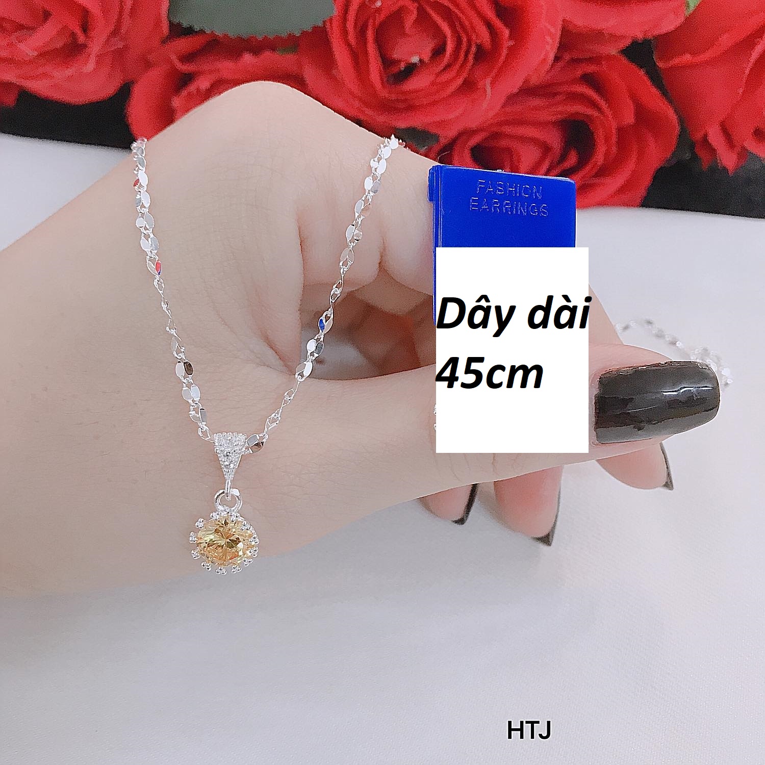 Dây chuyền bạc mặt đá tròn chất liệu bạc s925 MS162