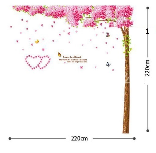 Decal dán tường Cây hoa anh đào AmyShop DCX01 (220 x 220cm)