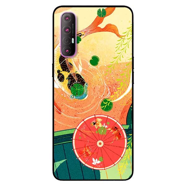 Ốp lưng dành cho Oppo Reno 3 Pro mẫu Cá Chép Và Ô Đỏ
