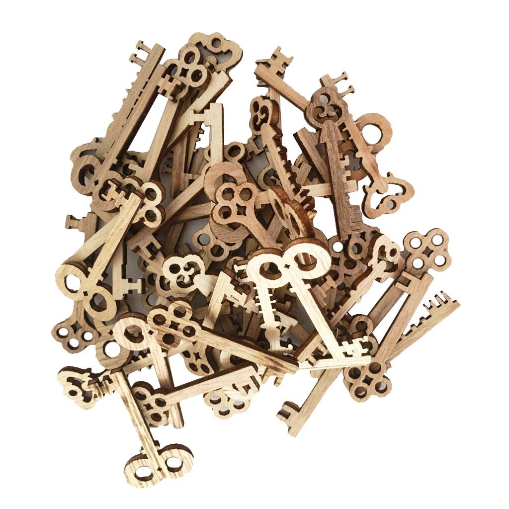 50 Cái Hỗn Hợp Chưa Hoàn Thành Phím Gỗ Hình Dạng Miếng Gỗ Cho Cardmaking Thêu Sò