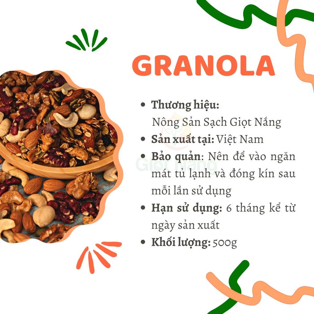 Granola ngũ cốc giảm cân siêu hạt không đường nhiều dinh dưỡng tốt cho sức khỏe hộp 500g từ Nông Sản Giọt Nắng