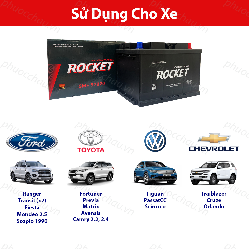 Bình Ắc Quy 12V-78Ah, Ắc Quy ROCKET SMF 57820