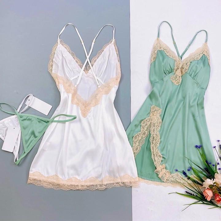 Váy ngủ sexy form ngắn ren ngực xẻ hông hở lưng quyến rũ