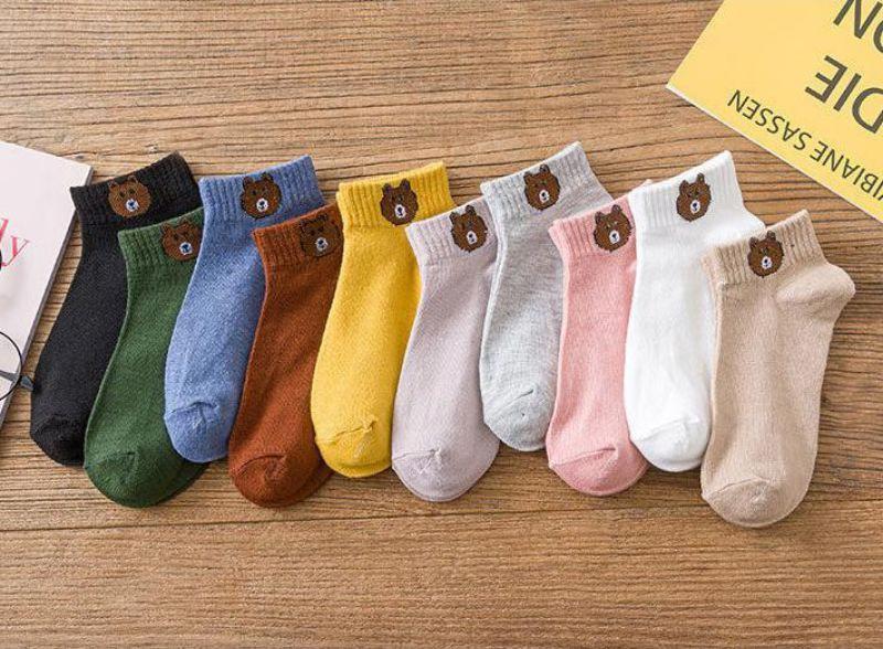 Combo 10 đôi 1 túi tất gấu