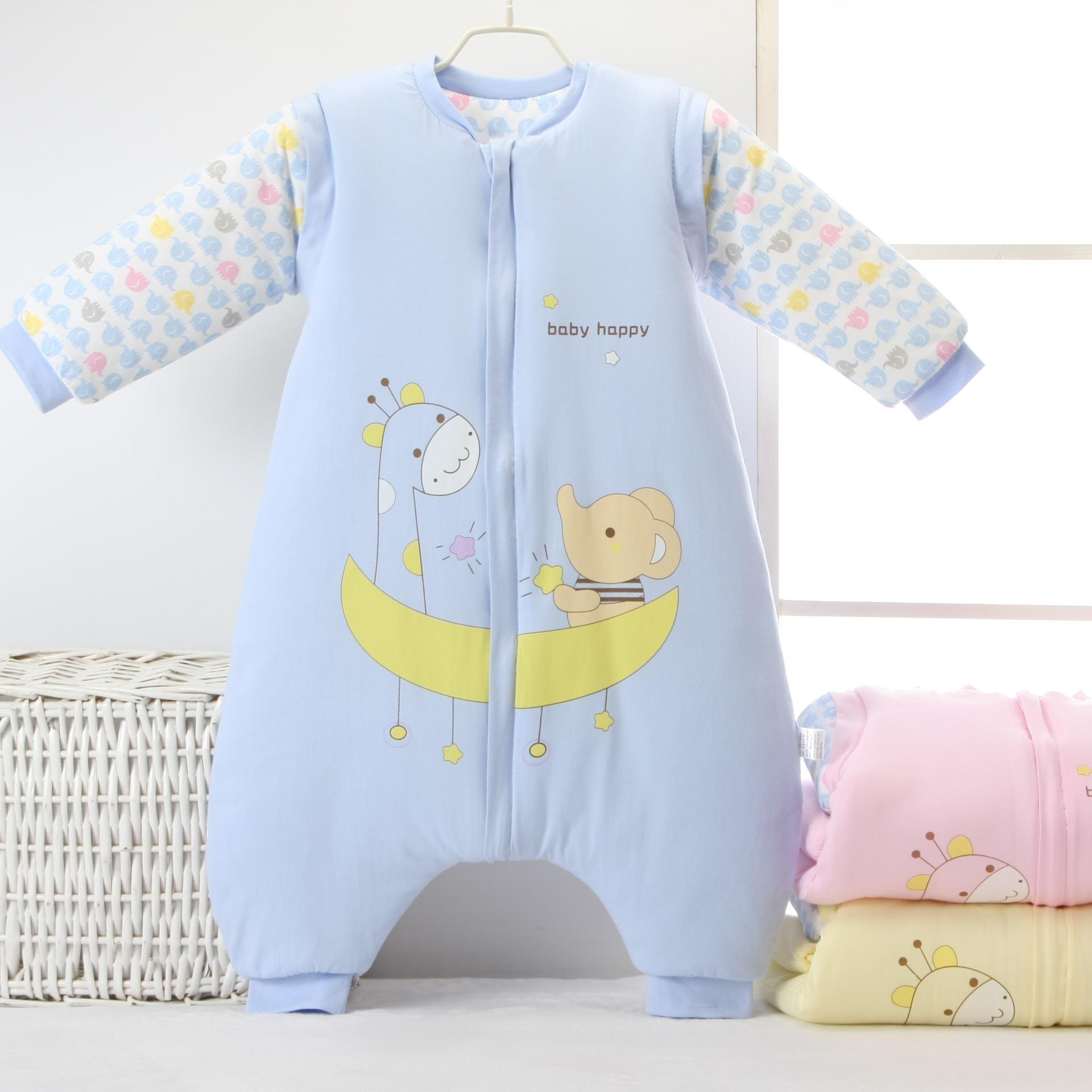 Trẻ Sơ Sinh Chia Chân Túi Ngủ Kid Mùa Thu Đông Cotton Dày Dặn In Hình Có Thể Tháo Rời Tay Trẻ Em Túi Ngủ Chống Đá mền Chần Gòn