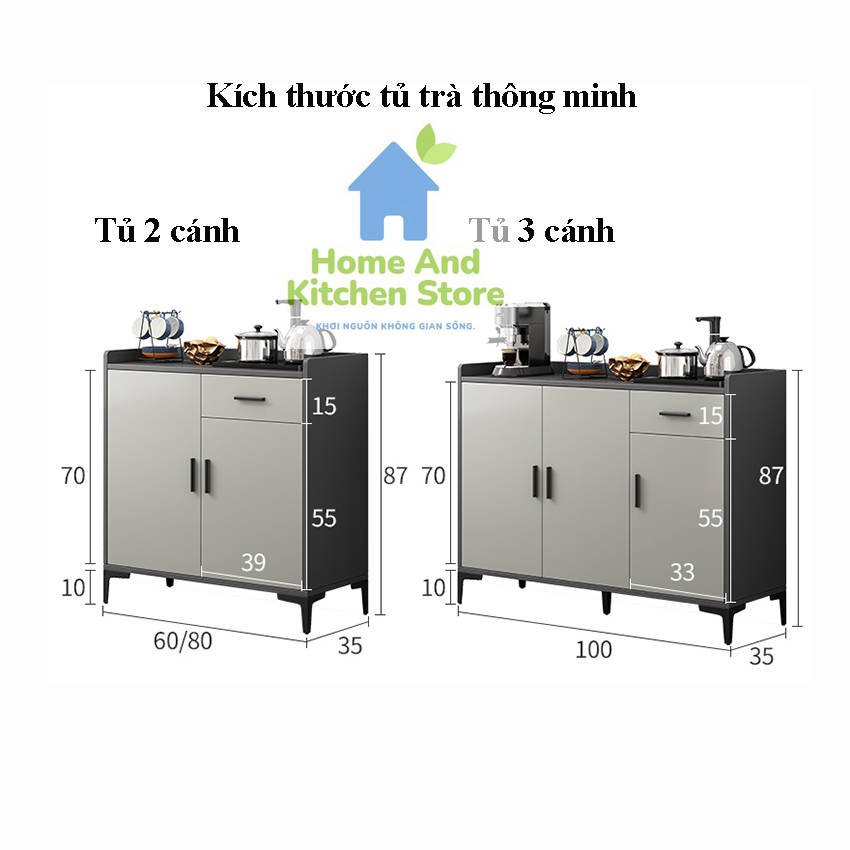 Tủ bếp - tủ trà thông minh tích hợp ĐUN NƯỚC TỰ ĐỘNG giúp thuận tiện khi pha trà, tủ trà di động kèm bếp đun nước