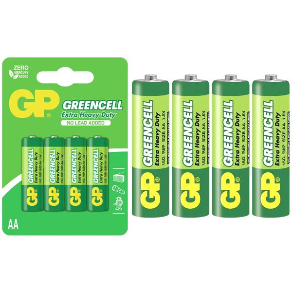 Vỉ 4 Pin Tiểu GP Greencell Extra Heavy Duty AA 1.5V - GP 15G-2U4