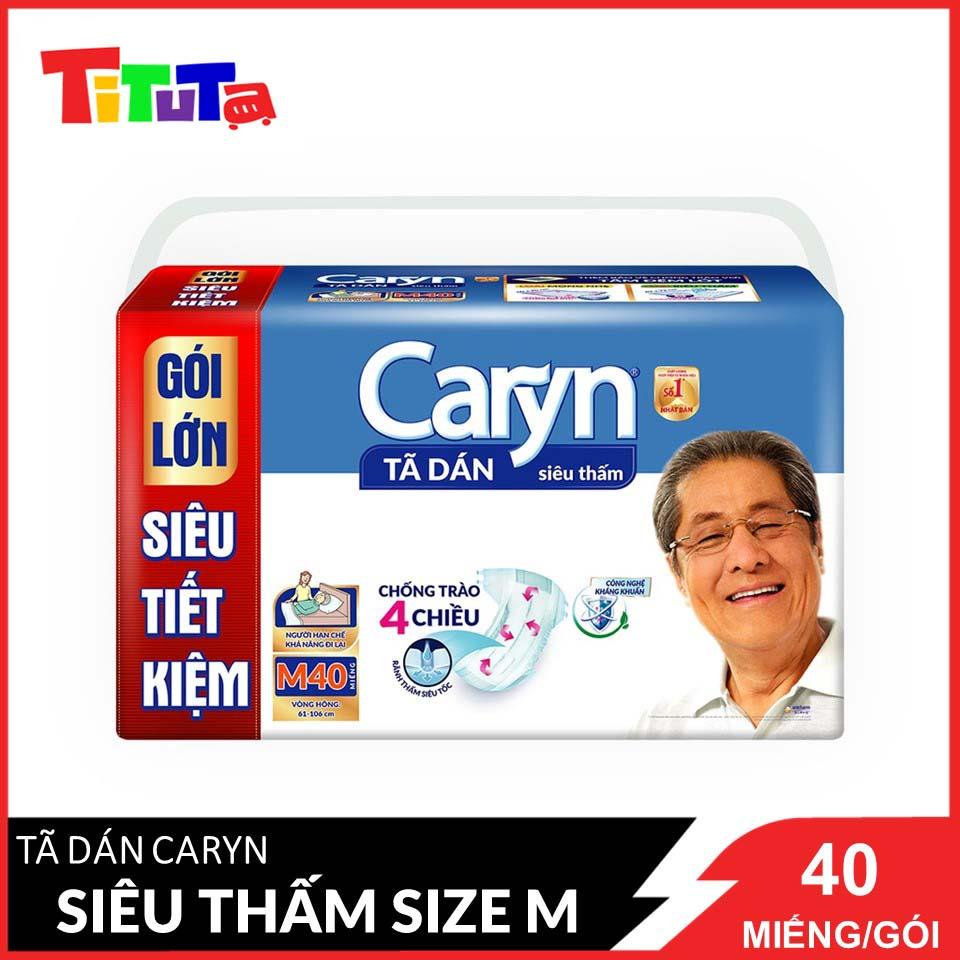 Tã Dán Siêu Thấm Caryn Gói Siêu Tiết Kiệm M40 (40 Miếng) - MẪU MỚI