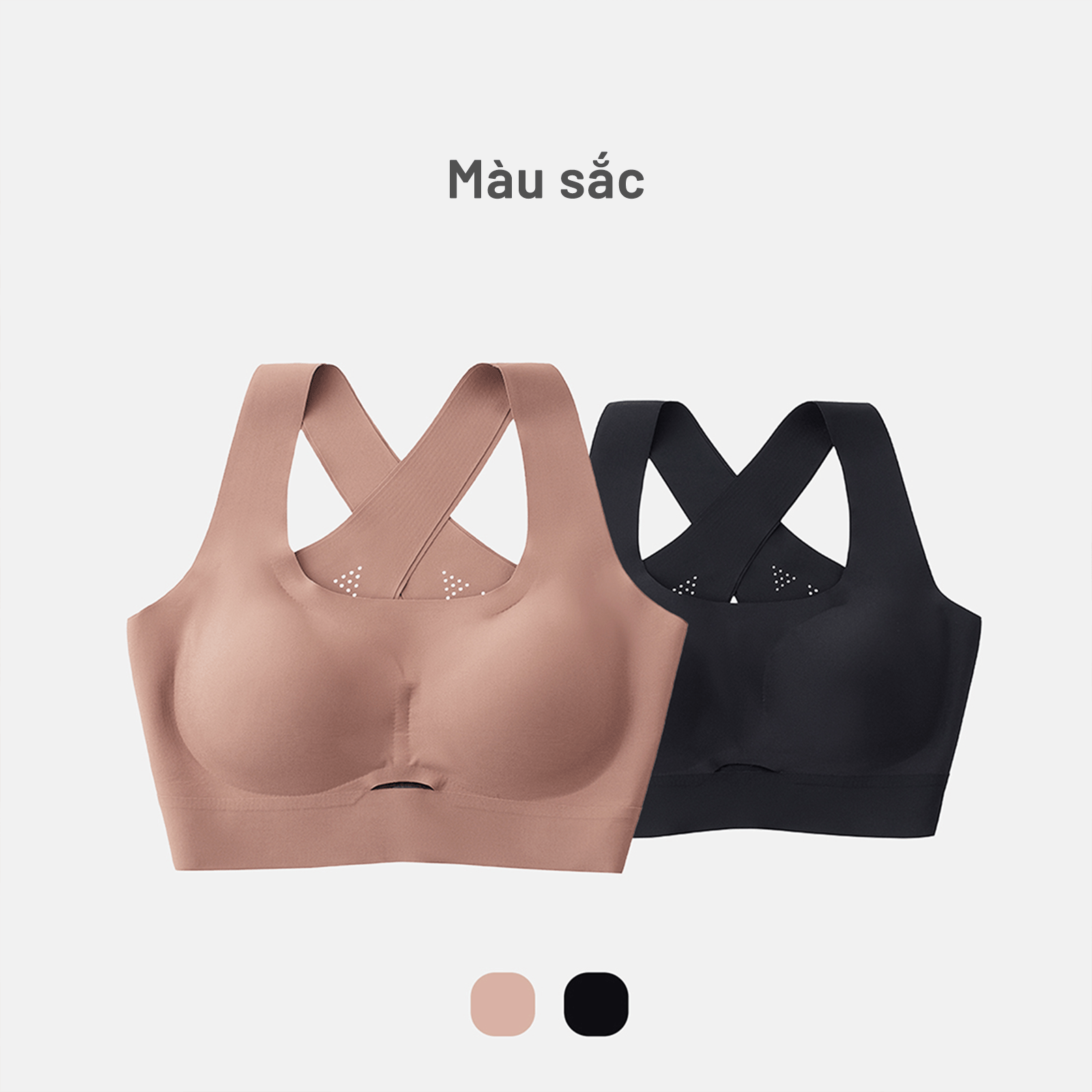 Áo ngực thể thao Jollynn Cheer X Sport Bra không gọng, dây xoắn X, vừa vặn, thông gió tốt, màu trơn