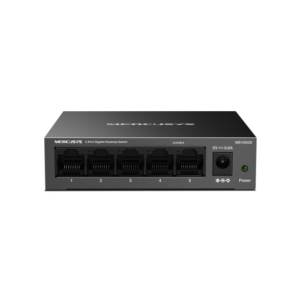 Bộ Switch Để Bàn Gigabit Mercusys MS105GS 5 cổng RJ45 10/100/1000 Mbps, Hỗ Trợ Auto-MDI/MDIX - Hàng Chính Hãng