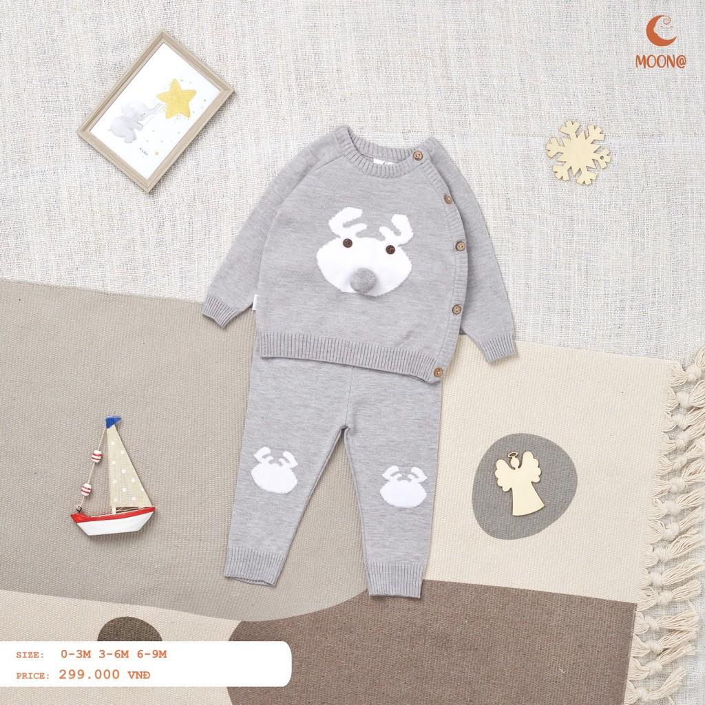 Bộ quần áo len lông cừu sơ sinh Moon size 0-9m