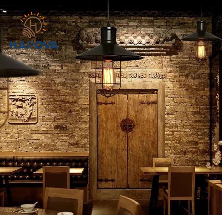 Đèn trần thả trang trí lồng kính HAPOVA ENDA 6803 Tặng kèm bóng Edison