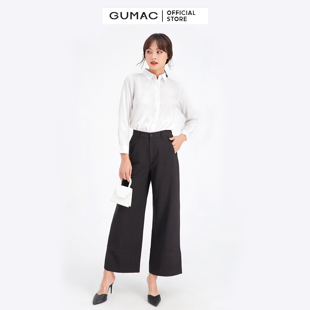 Quần tây nữ xếp ly ống rộng GUMAC QB663