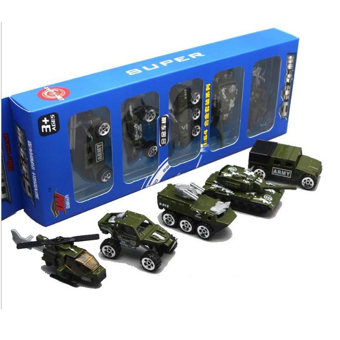 Bộ Mô Hình Đồ Chơi 05 Xe Kim Loại Quân Sự T03