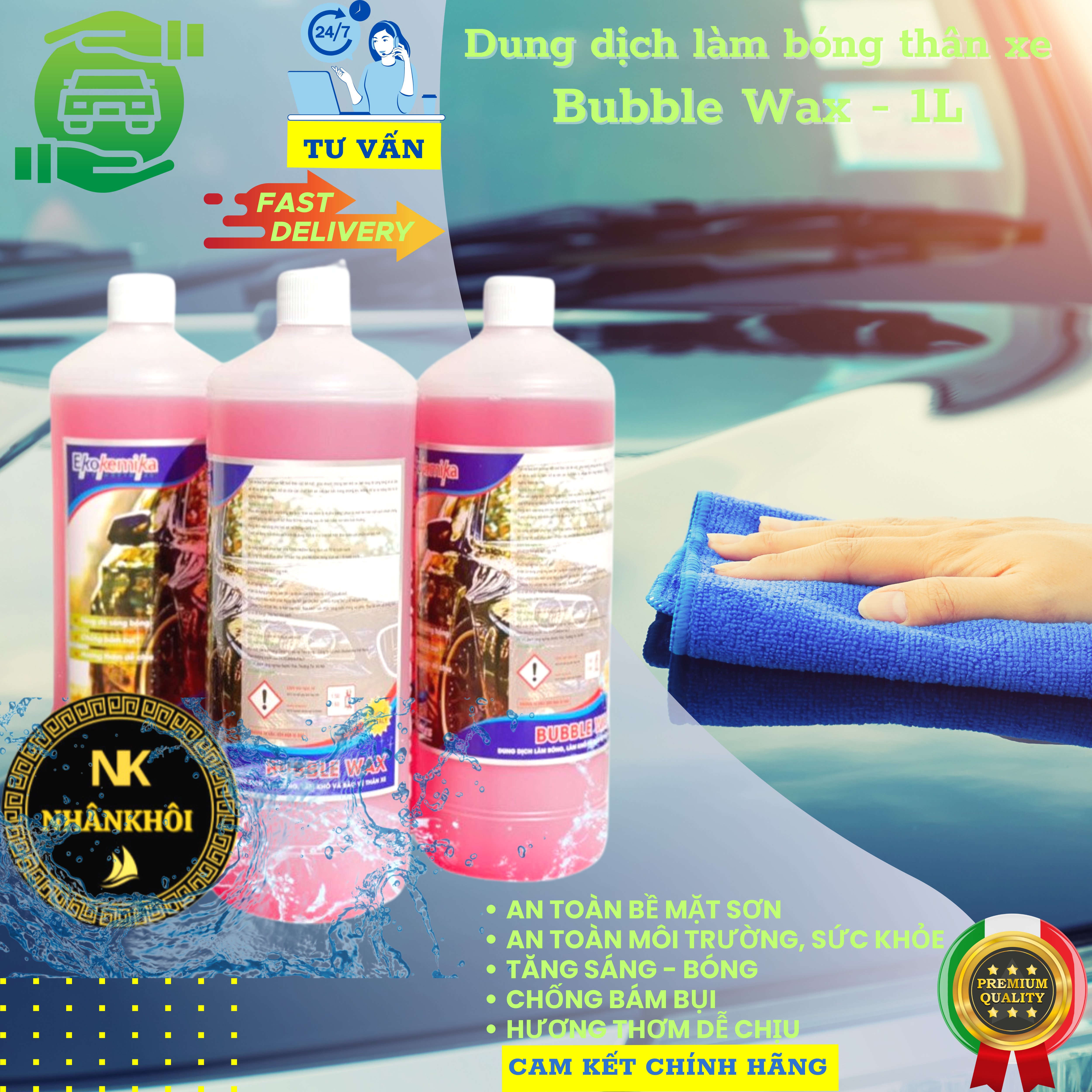 Bubble Wax - 1 lít - Dung dịch làm bóng sạch và giảm bám bụi thân xe - Ekokemika