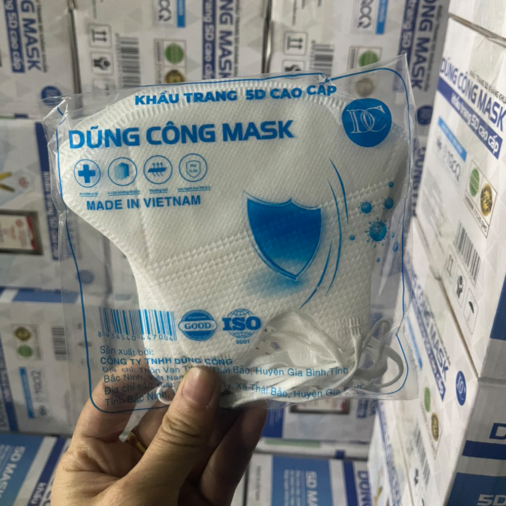 Thùng 100 khẩu trang 5D tiêu chuẩn y tế 3 lớp DC MASK