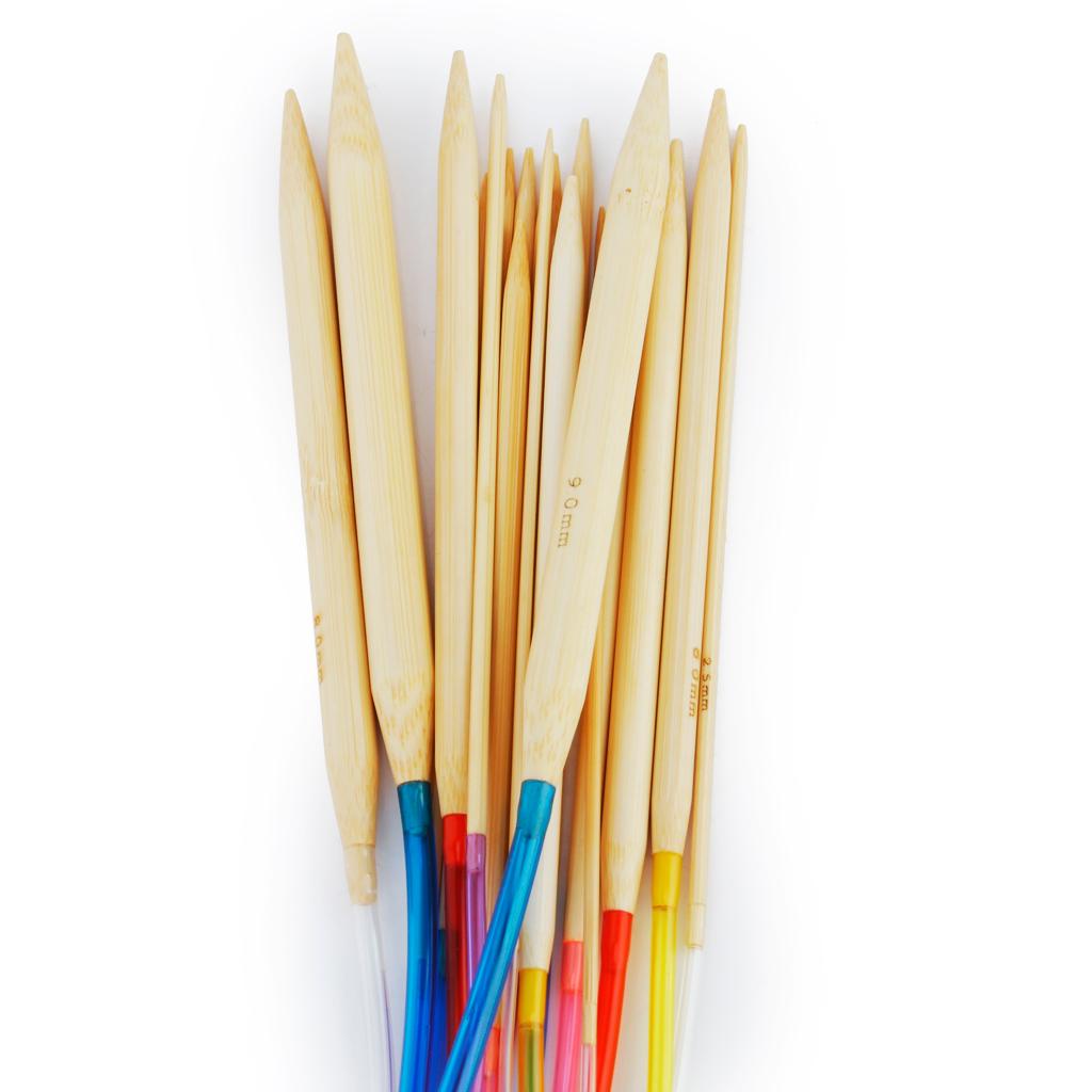93 Pieces Carbonized Bamboo Straight Knitting Needle &amp; Circular Knitting Needle with Colorful Tube