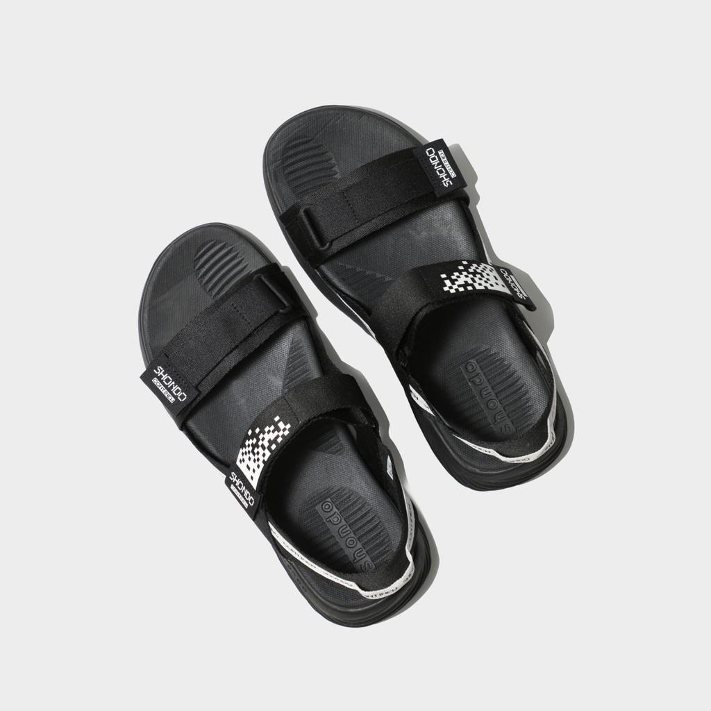 Giày Sandals Nam Nữ Shondo F7 Continew Full Đen F7N1016