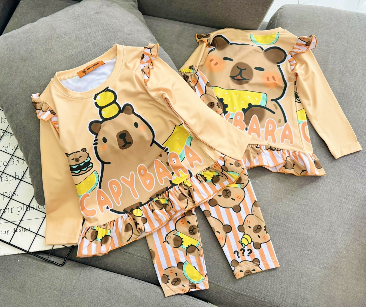 Đồ bộ ngủ dài tay cho bé gái kuromi hello kitty từ 12-40kg chất thun lạnh mềm mịn mát